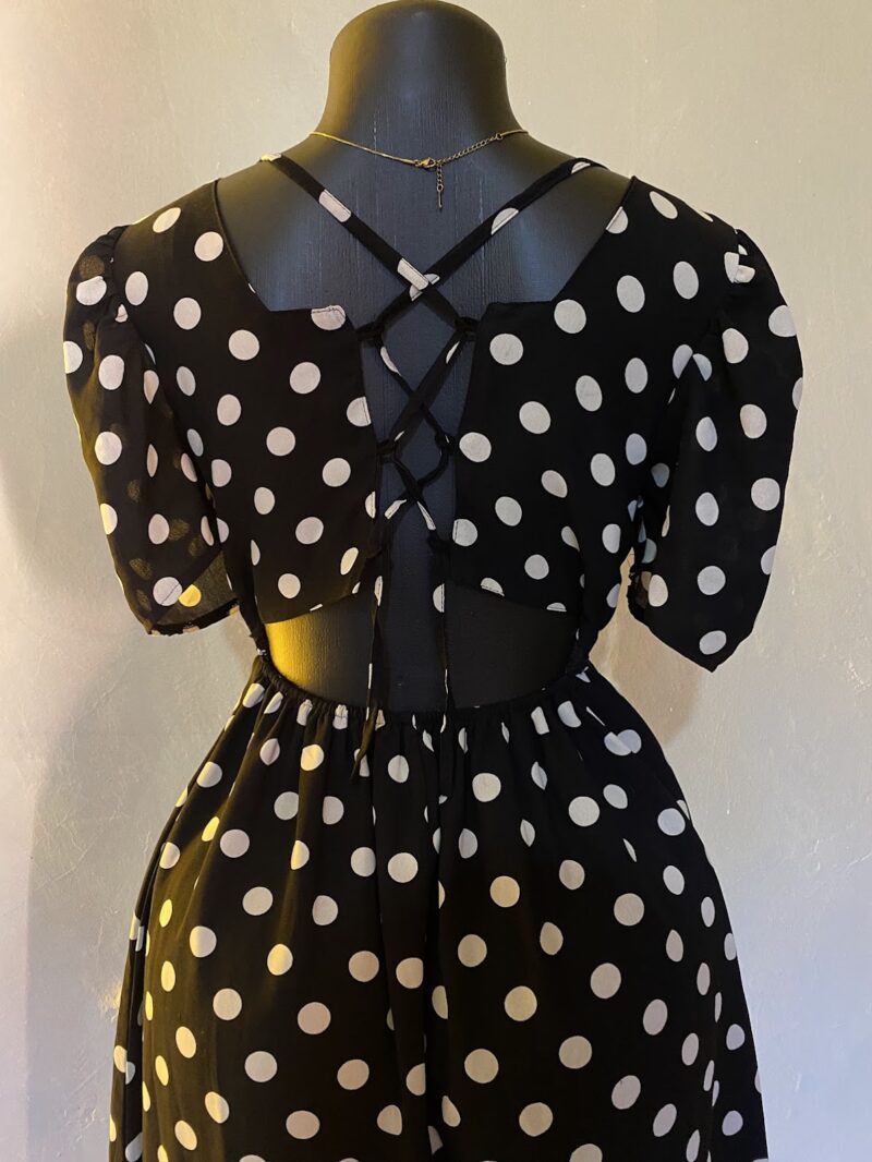 Midi Polka Dot Lace-Up Back