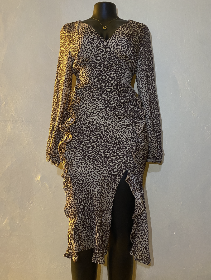 Leopard Print Ruffle Dress