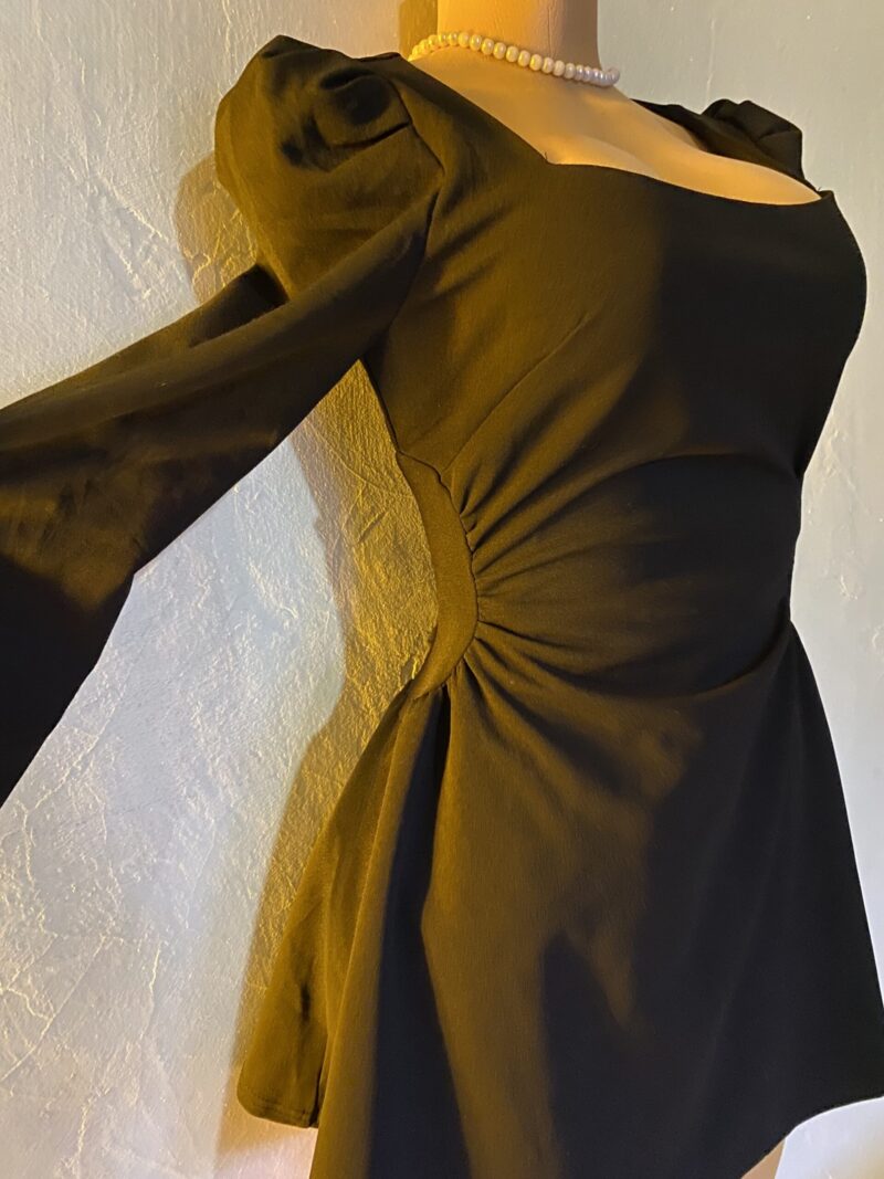Square Neck Mini Dress with Ruched Waist