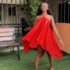 Red dress recolor Dahlia Halter Mini Dress