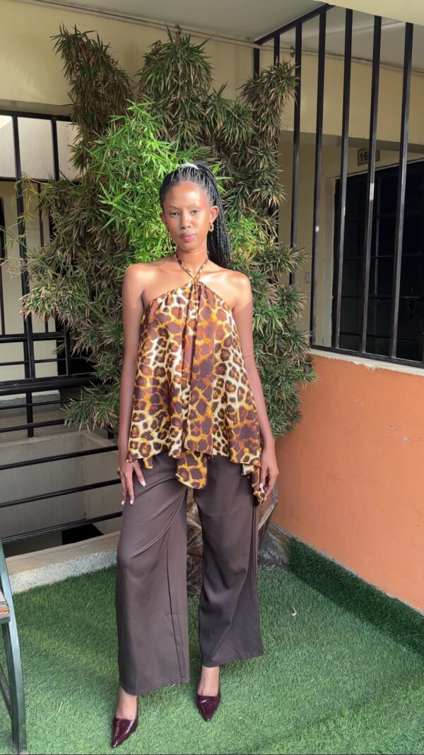 Dahlia Flared Halter Top (Classic Leopard Print)